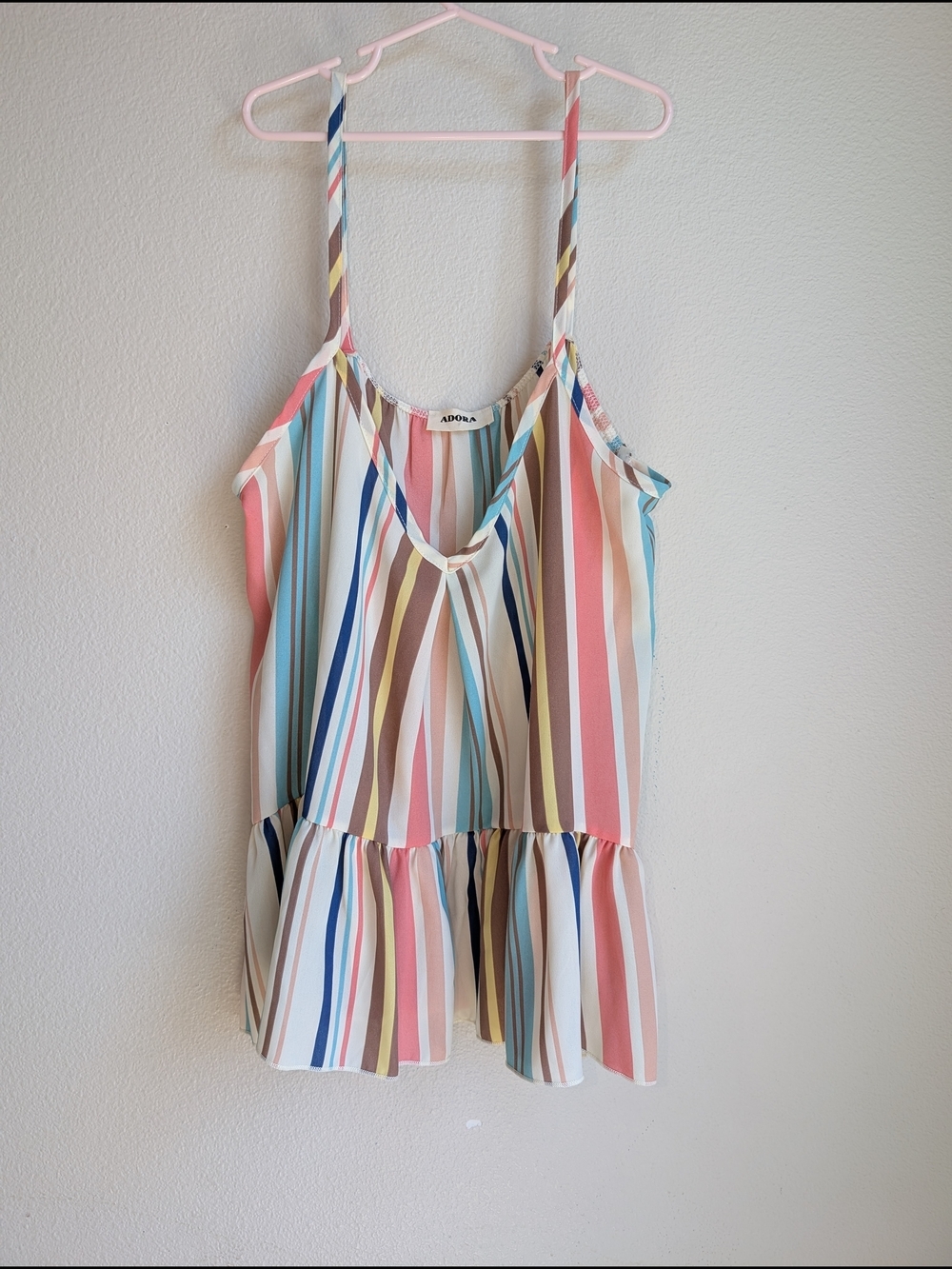 Adora Multicolor Striped Sleeveless Peplum Top Size XL